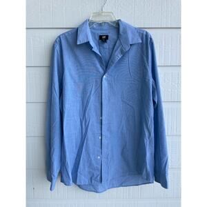 H&M Men's Blue Slim Fit Dress Shirt Large